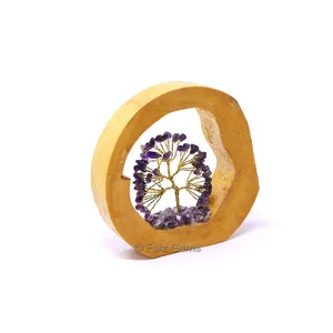 Amethyst Tree in Wooden Ring