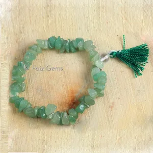 Pulseras con chips de poder de piedras preciosas de aventurina verde