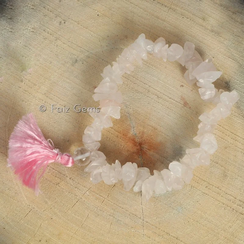 Rose Quartz Gemstone Power Chips Bracelets