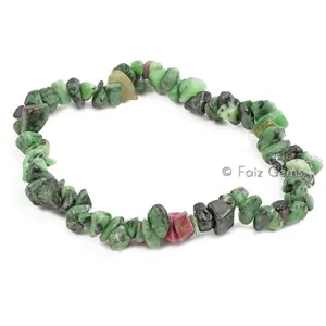 Pulseras con chips de piedras preciosas de rubí zoisita