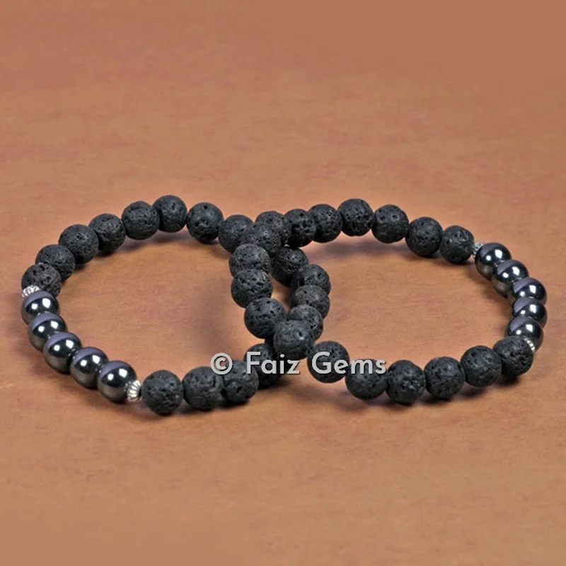 Lava with Hematite Bracelets