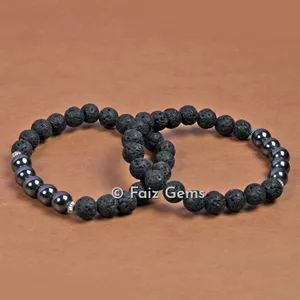 Lava with Hematite Bracelets
