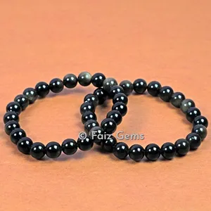 Pulseras de obsidiana arcoíris negra