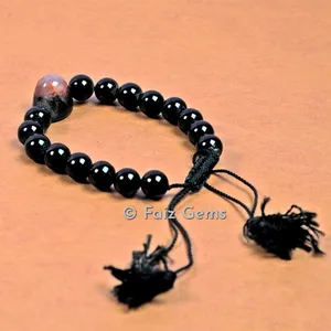 Agate Eye with Black Obsidian Bracelets