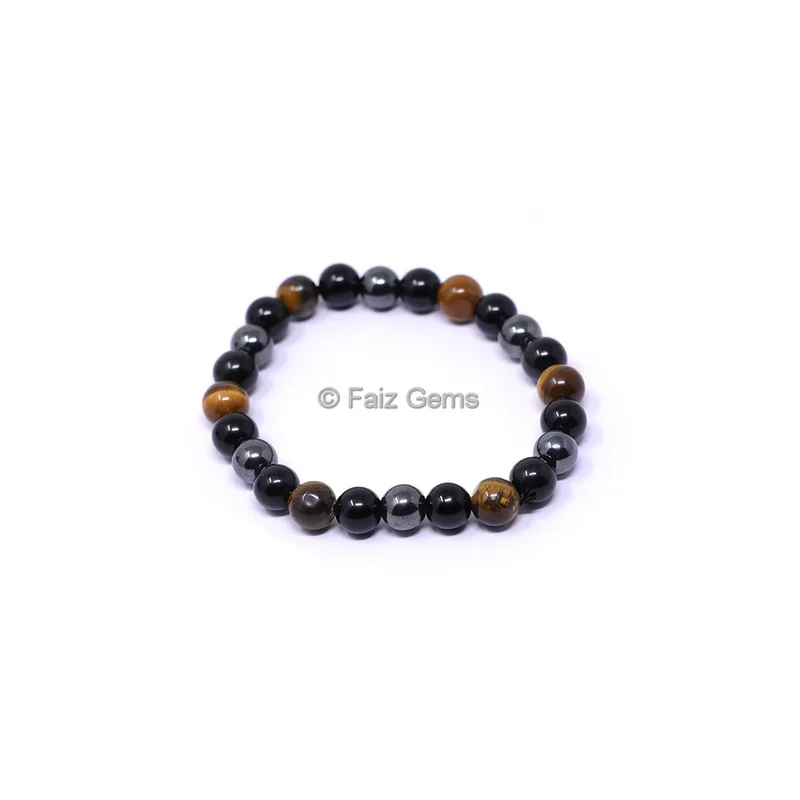 8MM Hematite, Black Obsidian and Tiger Eye Bracelet