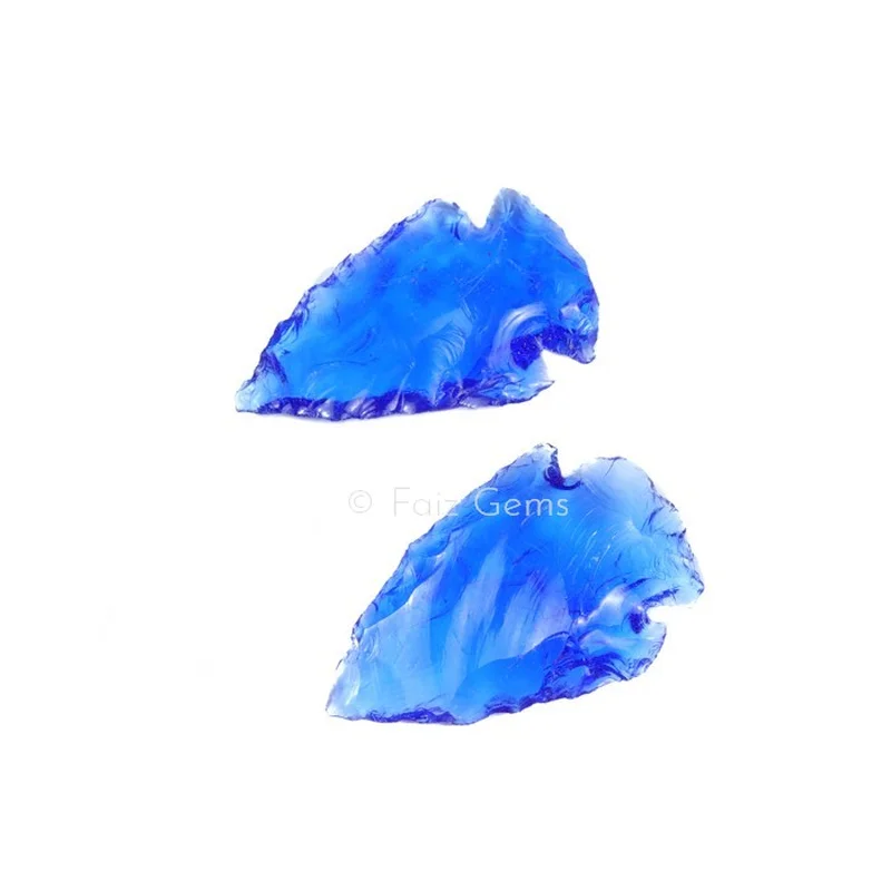 Blue Clear Glass Arrowheads Of Size 1-1.5 Inches