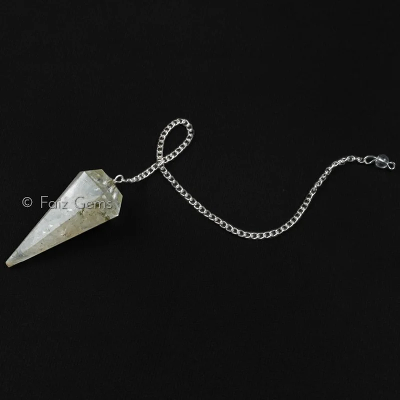 Crystal Quartz 6 Faceted Orgone Pendulum