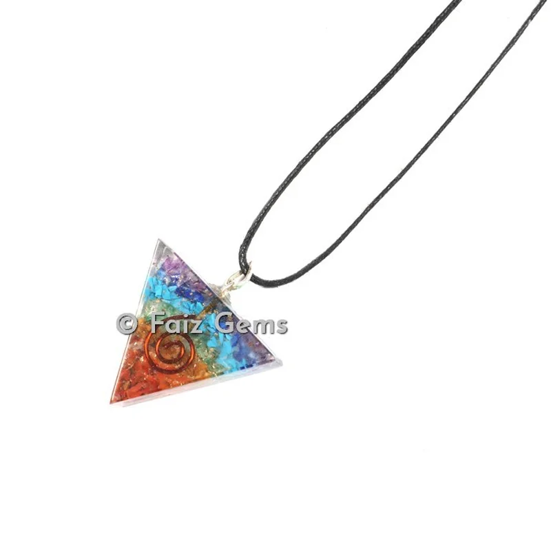 7 Chakra Triangle Orgonite Pendants