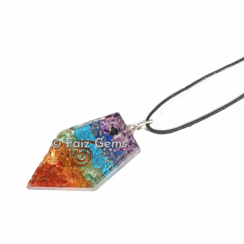 7 Chakra Kite Shape Orgonite Pendants