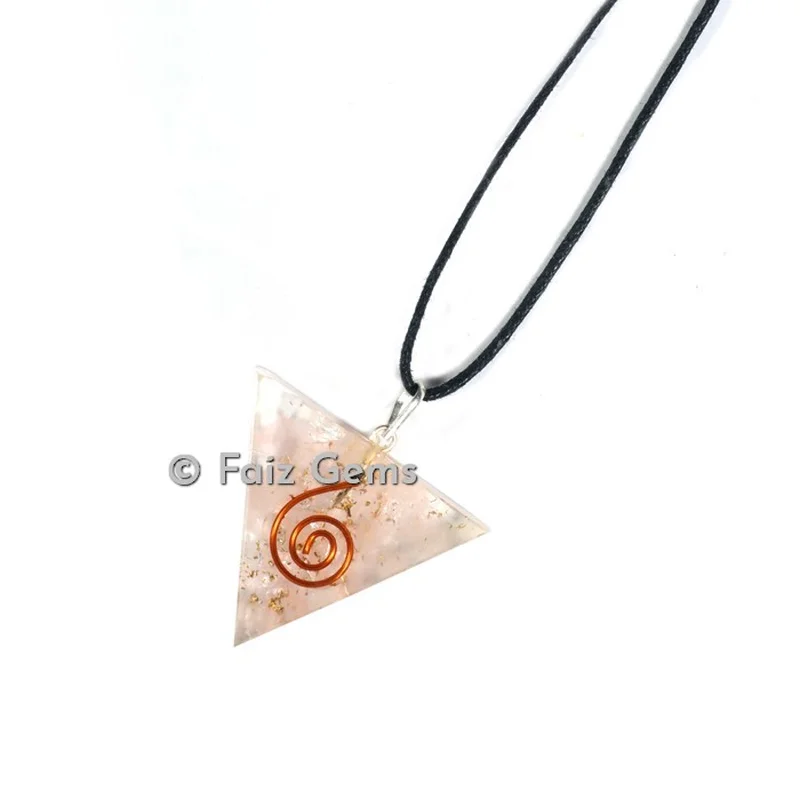 Rose Quartz Triangle Orgonite Pendants
