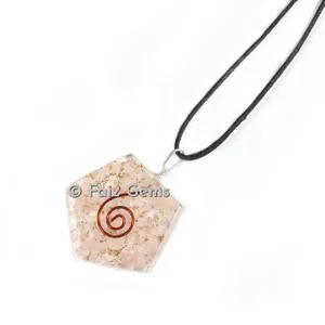 Rose Quartz Pentagon Orgonite Pendants