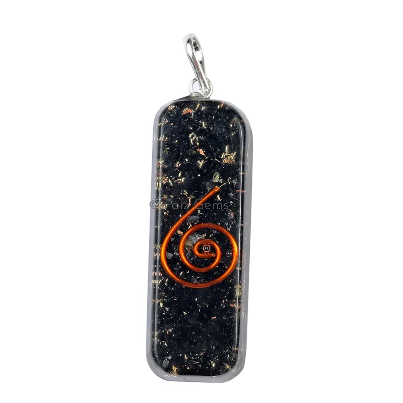 Black Tourmaline Tube Orgone Pendant