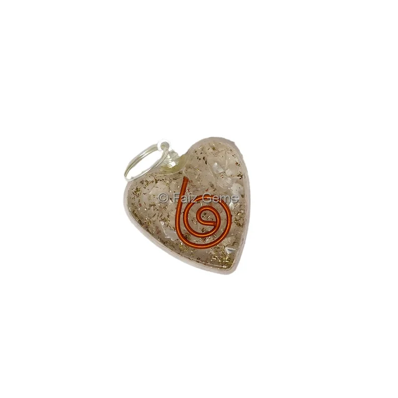 Crystal Quartz Orgone Heart Shaped Pendant