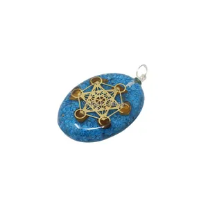 Turquoise with Tiger Eye Metatron`s Cube Orgone Pendant