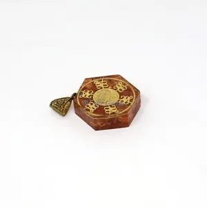Carnelian Hexagonal Shaped Shree Yantra Orgone Pendant