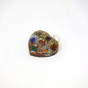 Seven Chakra Golden, Silver and Brass Heart Shaped Pendant