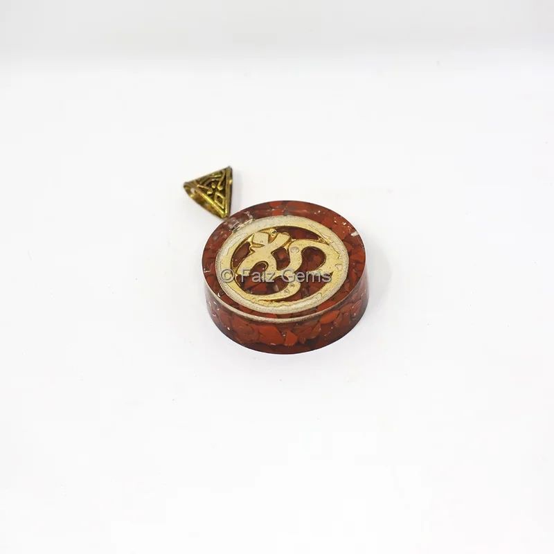 Red Jasper with Big Om Symbol Orgone Pendant