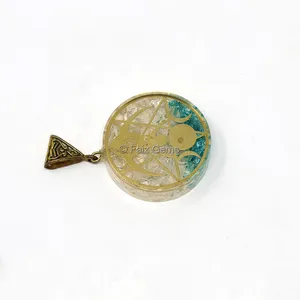 Crystal and Dyed Blue Crystal with Triple Goddess Orgone Pendant