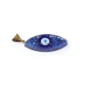 Lapiz Lazuli with Evil Eye Marquise Shaped Orgone Pendant