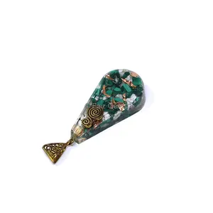 Malachite and Howlite With Copper Filling Pear Shaped Orgone Pendant