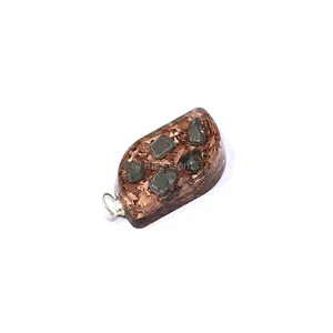 Pyrite with Copper Fillings Leaf Shaped Orgone Pendant