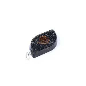 Black Touramline with Fillings and Copper Coil Orgone Pendant
