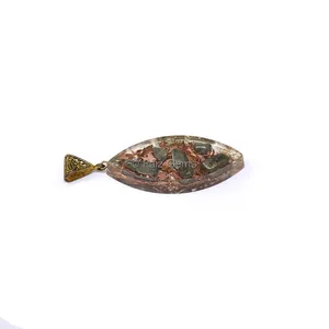 Copper Fillings with Pyrite Marquise Shaped Orgone Pendant