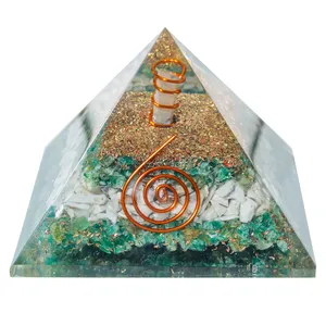 Green Aventurine With Howlite Orgonite Pyramids