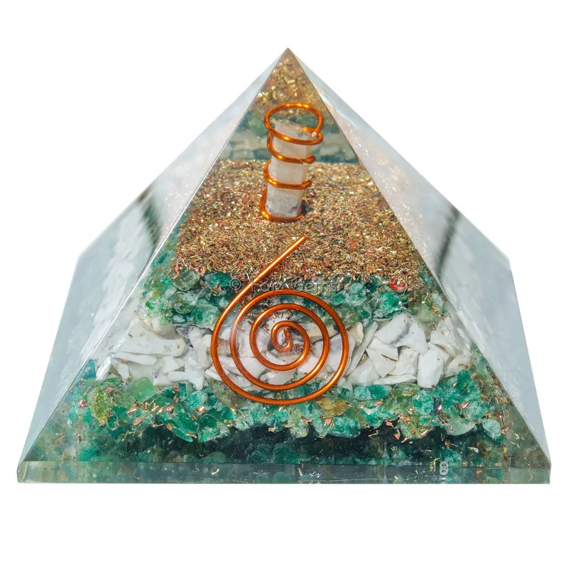 Green Aventurine With Howlite Orgonite Pyramids