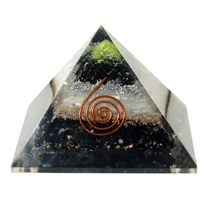 Black Tourmaline With  Selenite  Orgonite Pyramind