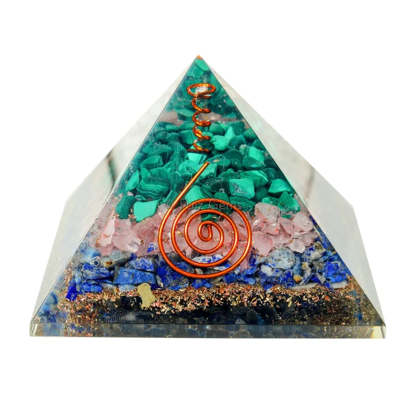 Malachite,Rose and Lapis Lazuli Orgonite Pyramids