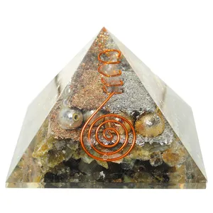 Labradorite With Metal Ball Orgonite Pyramids