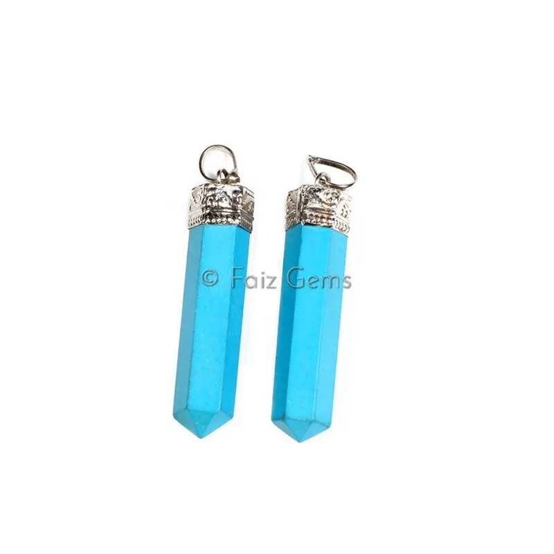 Turquoise Pencil Cap Pendants