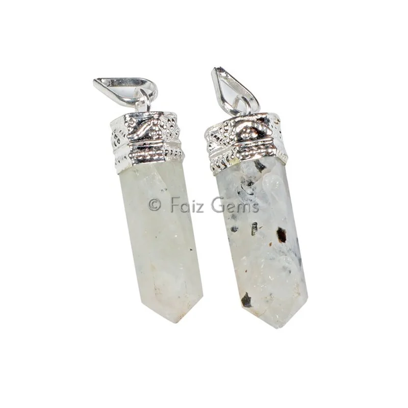 Rainbow Moonstone Pencil Cap Pendants