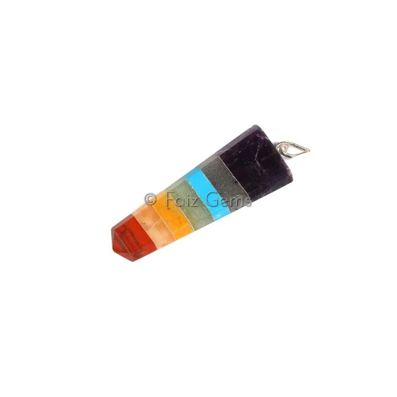 Seven Chakra Bonded Flat Pencil Pendants