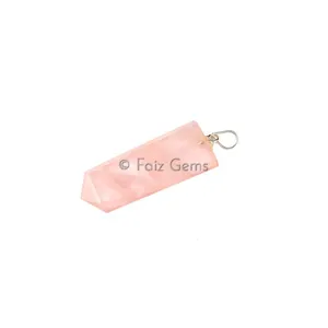 Rose Quartz Flat Pencil Pendants