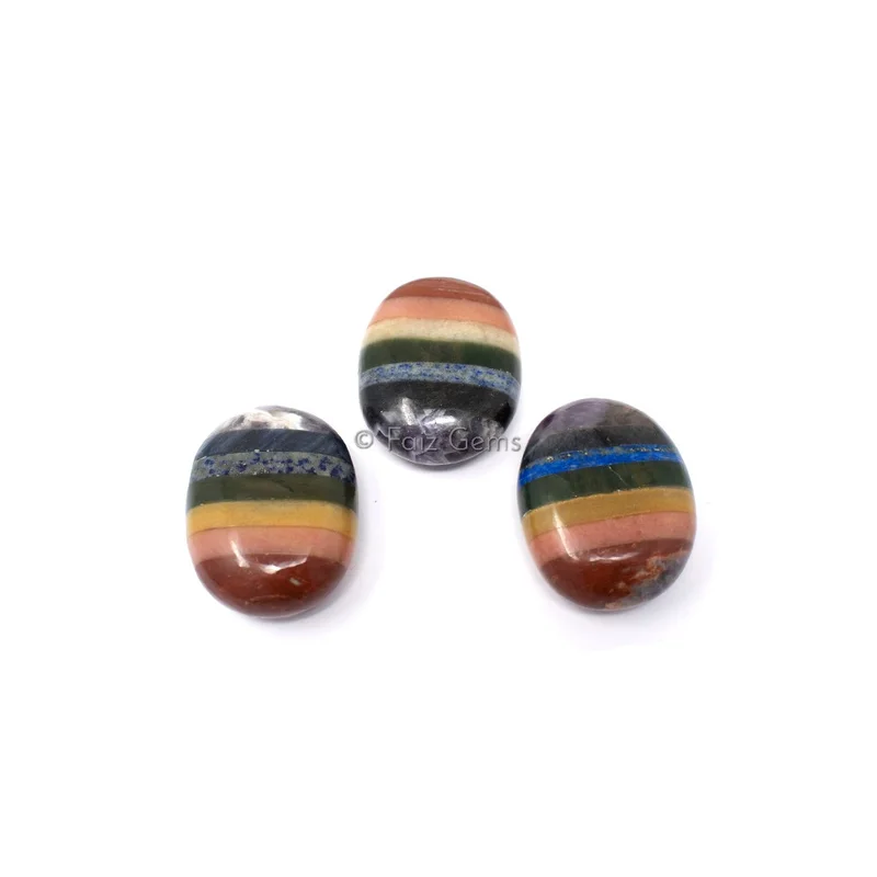 Seven Chakra Bonded Palm Stones