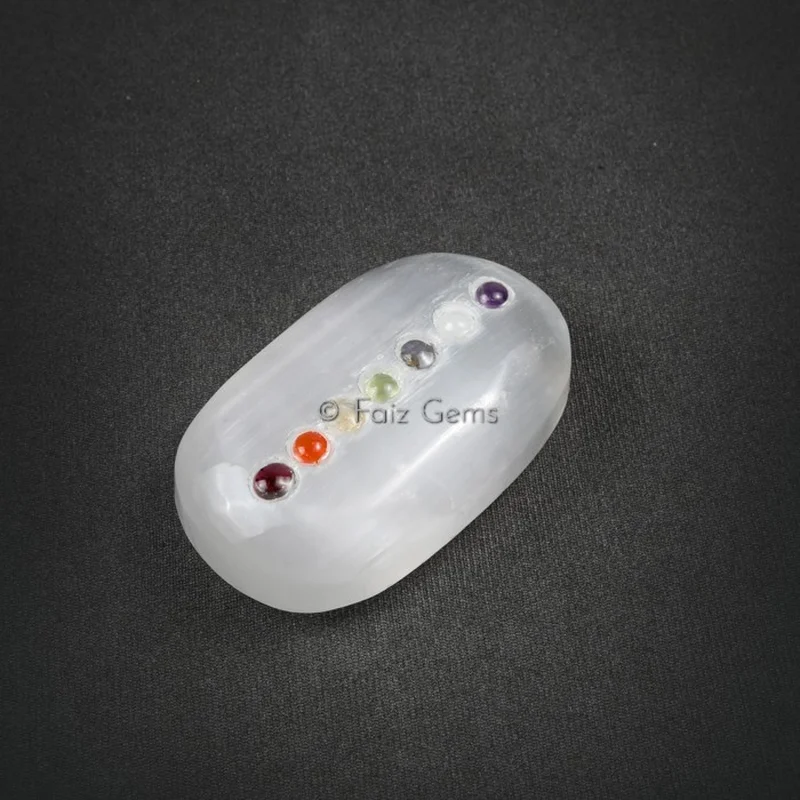 Selenite Chakra Palm Stone