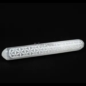 Selenite Flower Of life Healing Wand