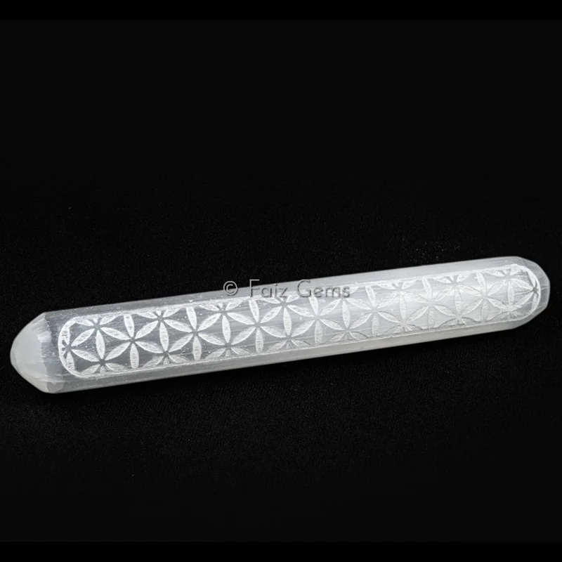 Selenite Flower Of life Healing Wand