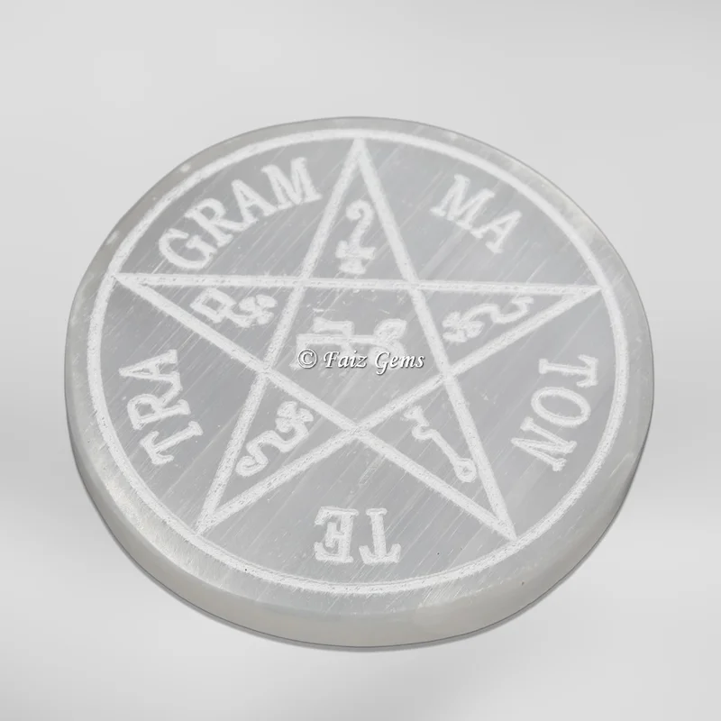Pentagram Te Tra Gram Ma Ton Selenite Charging Circle