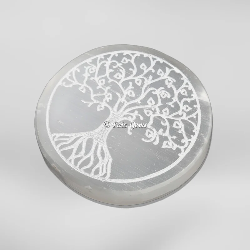 Hand Made Tree Of Life Selenite Charging Cercle