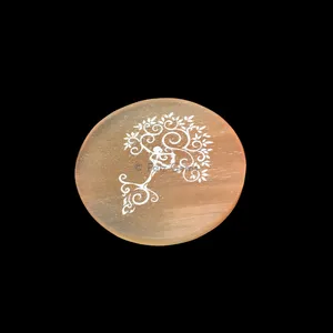 Engraved Orange Charging Selenite Plate With Tree Of Life