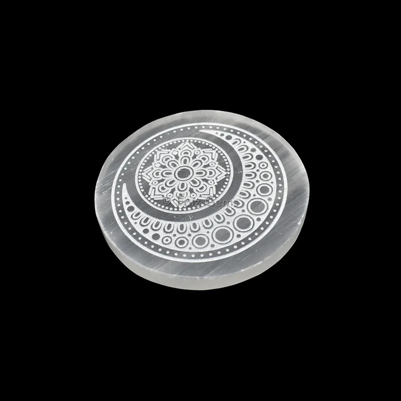 Engraved Charging Selenite Plate With Moon