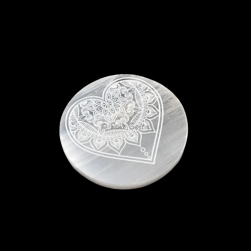 Engraved Charging Selenite Plate With Heart