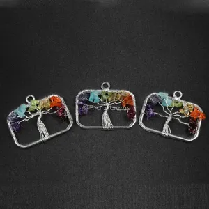 Rectangle Shape Tree of Life Pendants