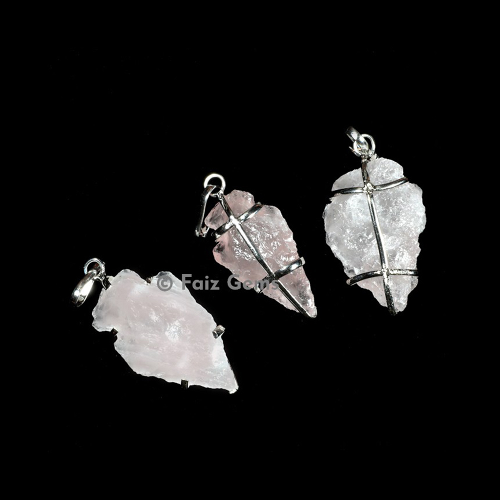 Rose Quartz Arrowhead Pendants