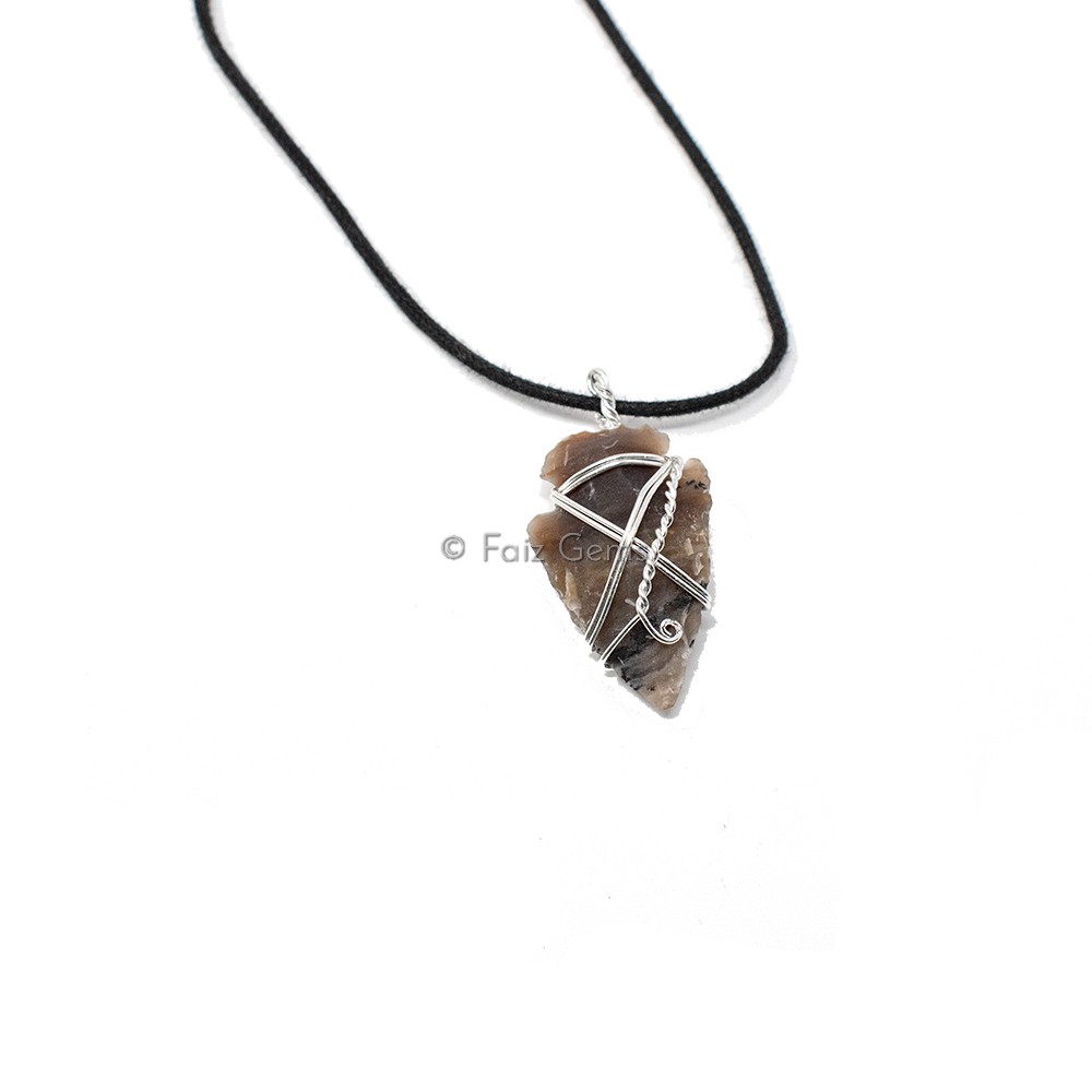 Agate Arrowhead Wire Warped Pendants