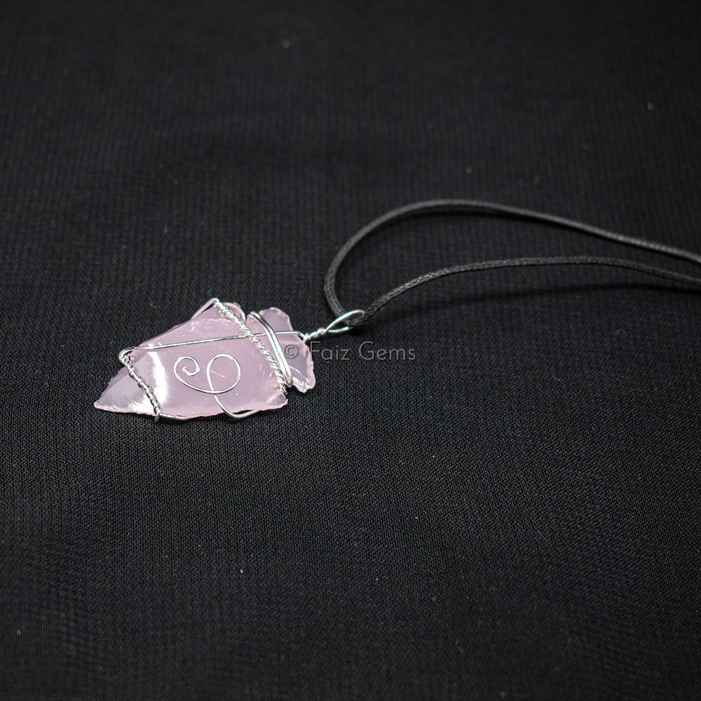 Rose Quartz Arrowheads Wire Wraped Pendants