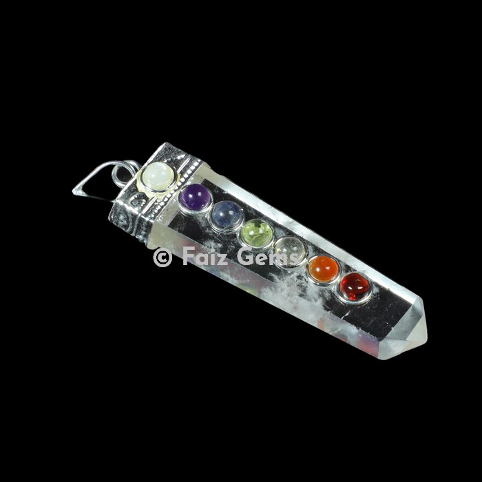 Crystal Quartz Chakra Flat Pencil Pendants